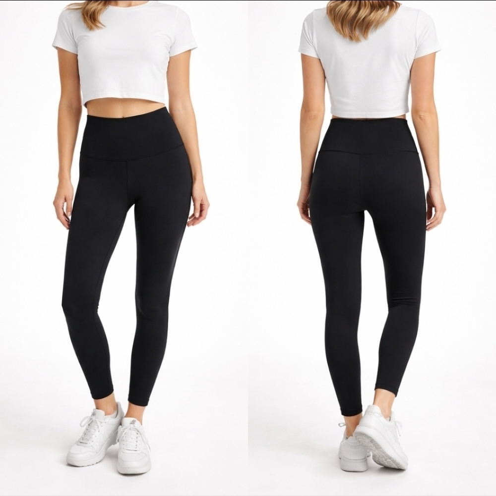 ETHOS Black Skinny Leggings XS High Waist Cropped Athletic Yoga Pants